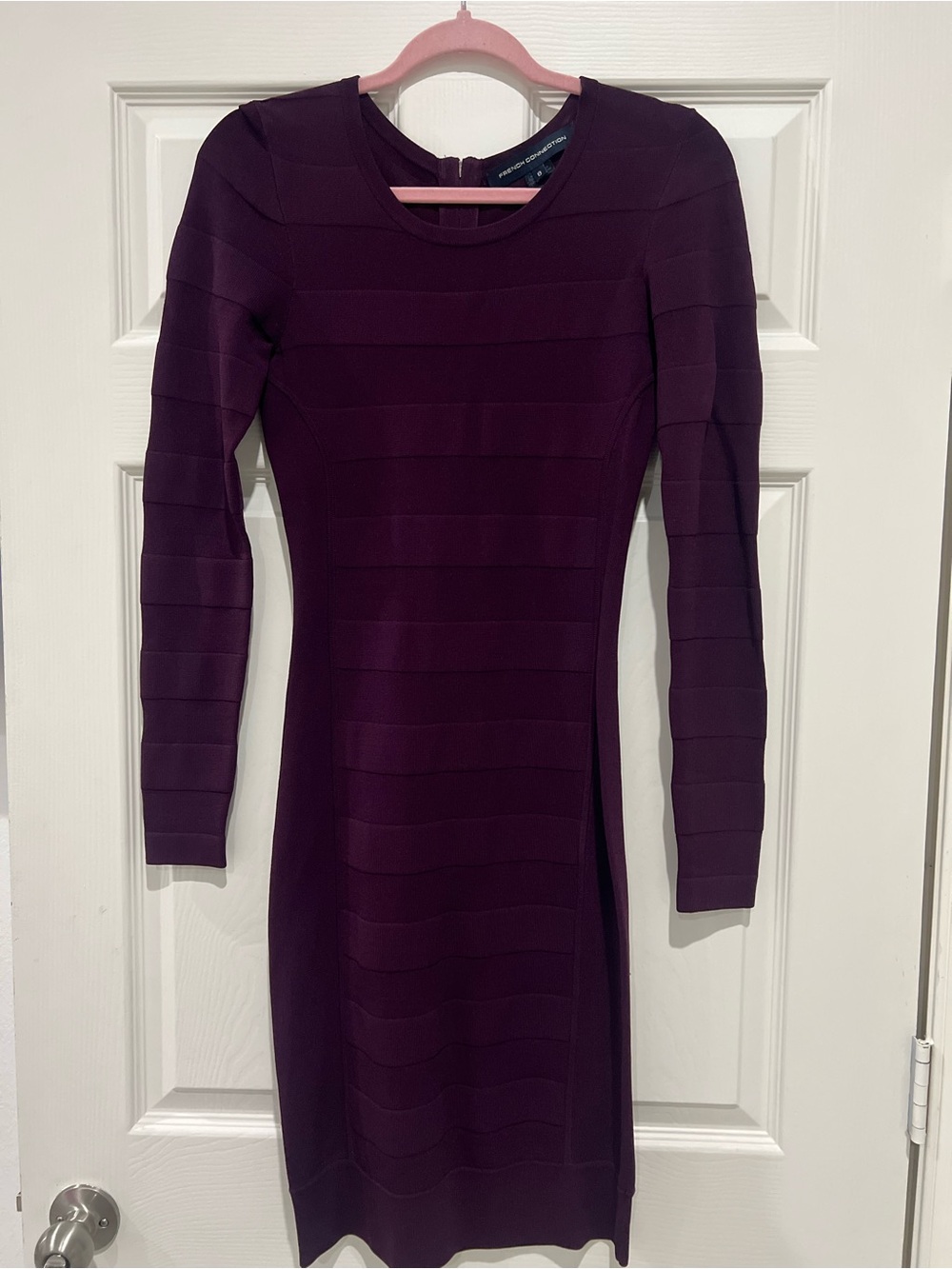 French Connection Long-Sleeve Bodycon Dress in Plum